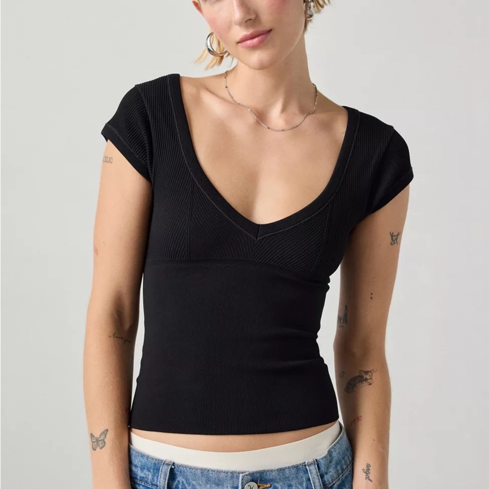 Urban Outfitters Black Ribbed Fitted Top